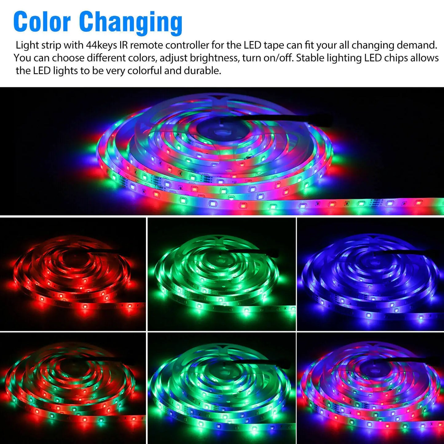Rubans LED RGB flexibles de 32 pieds avec télécommande