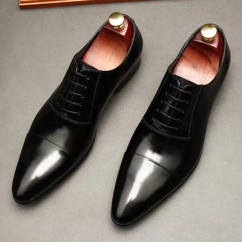 Zapatos Oxford de Cuero de Lujo con Suela Roja para Hombres