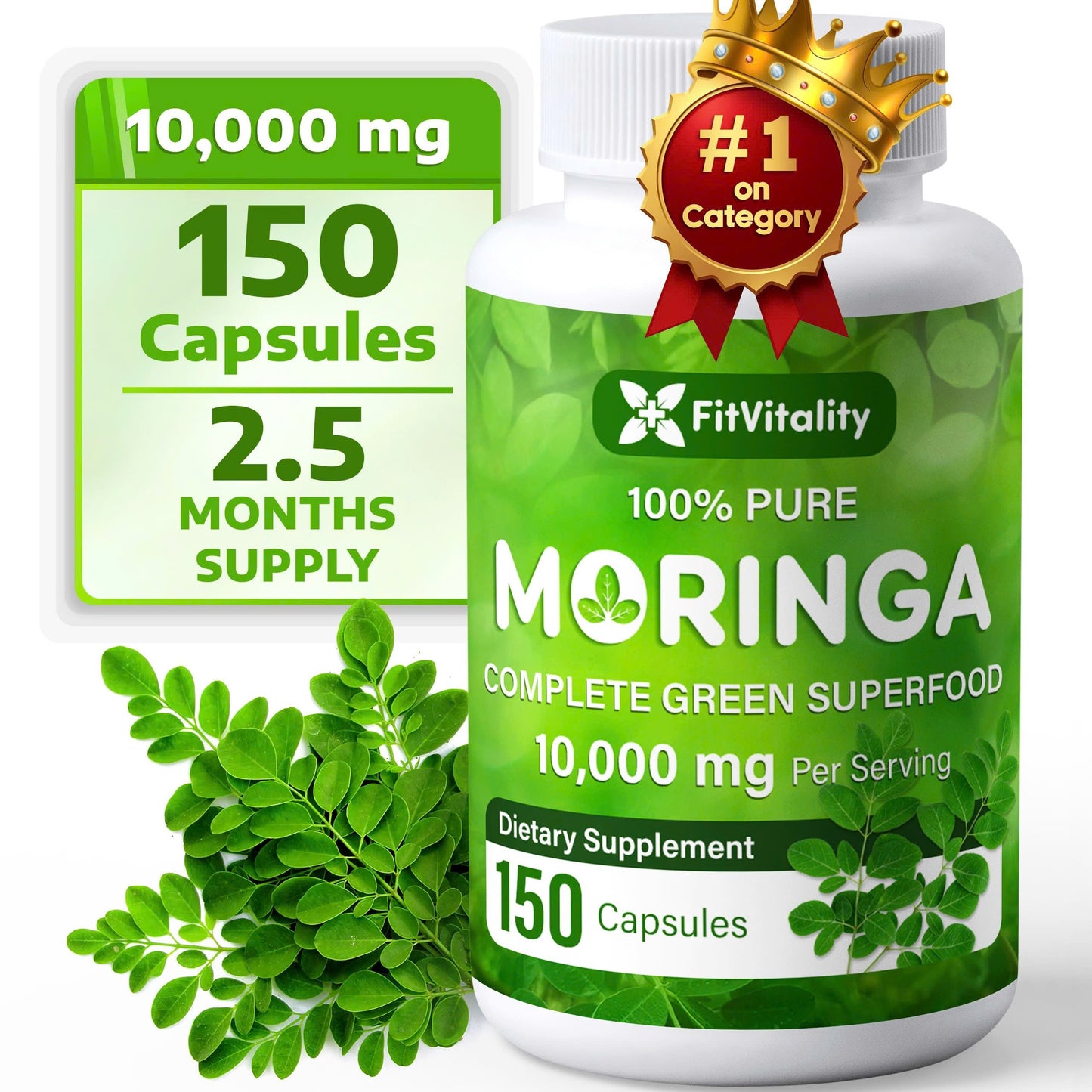 Moringa Capsules|300 Capsules|Moringa Oleifera|10,000mg - Korvel