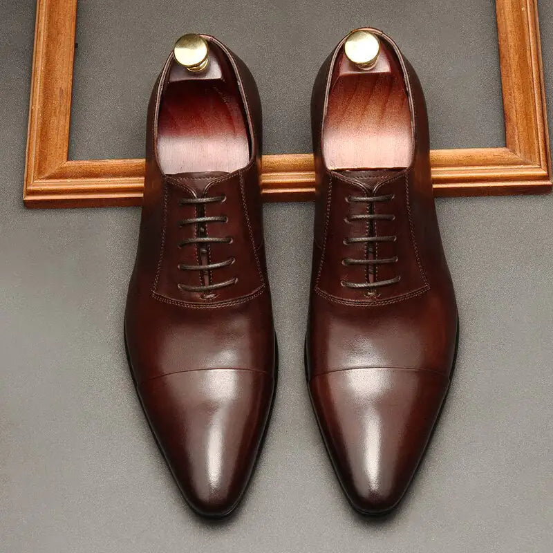 Zapatos Oxford de Cuero de Lujo con Suela Roja para Hombres