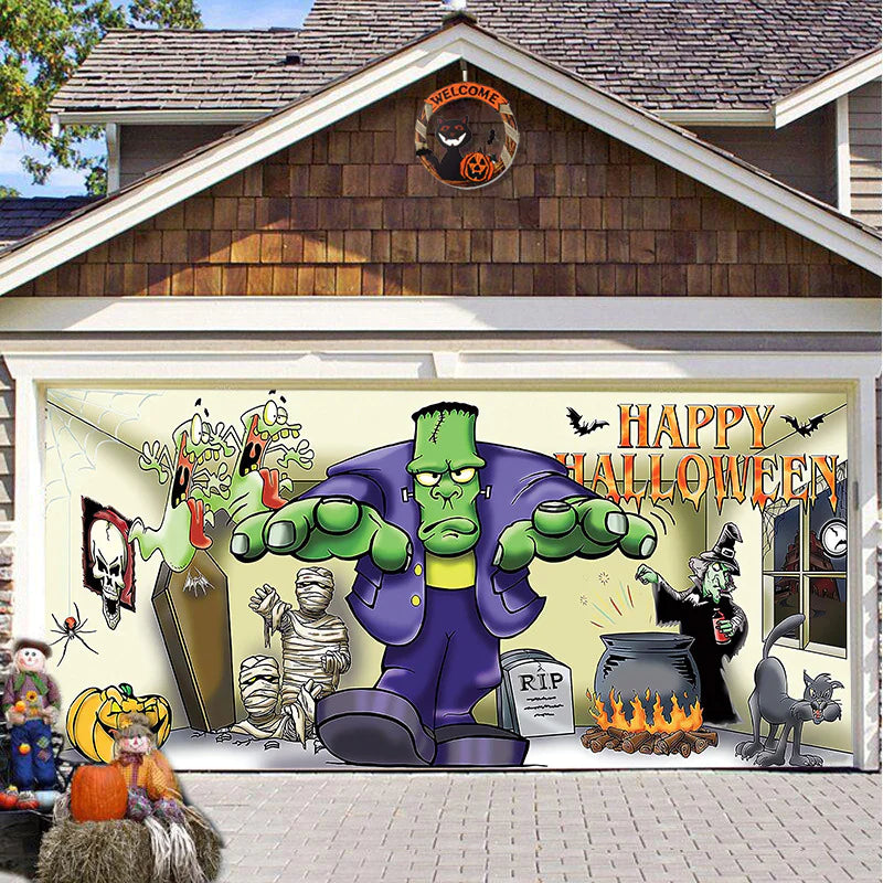 Banner de puerta de garaje Halloween Bosque Nebuloso