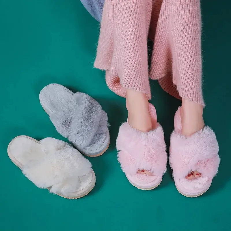Pantuflas de lujo de invierno con piel