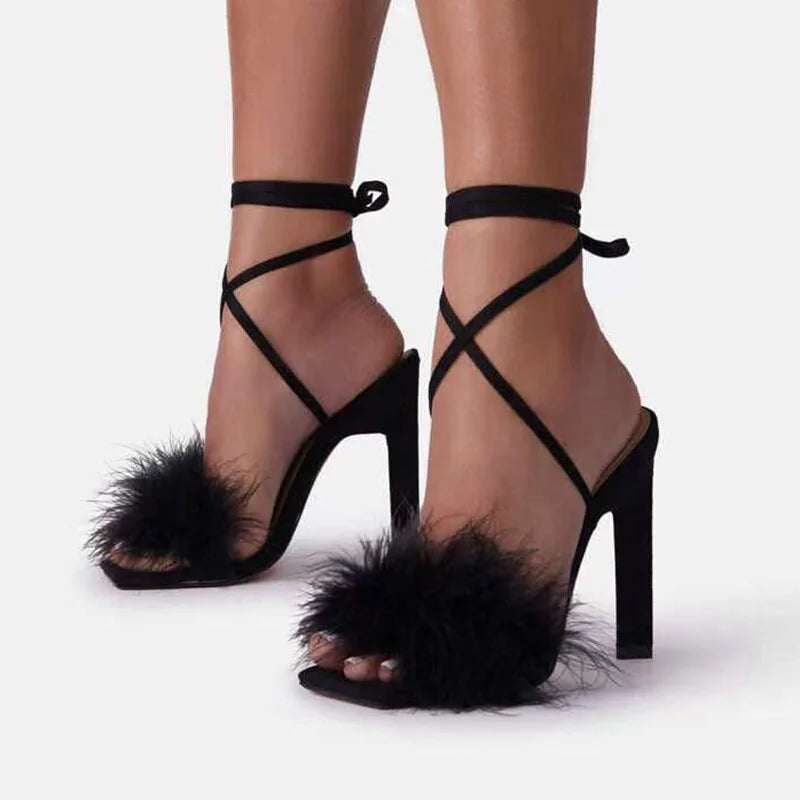 Feather Women High Heels - Elegant and Chic Footwear