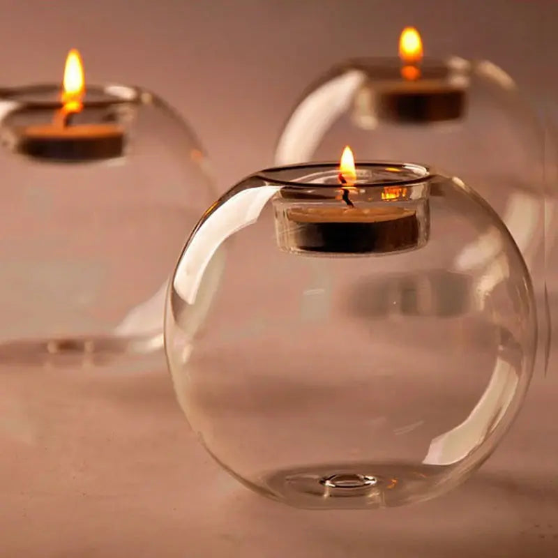 Soporte de Vela de Vidrio Transparente Elegante