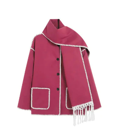 Manteau en Laine Épais Premium pour Femmes avec Écharpe