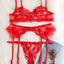 Ensemble de lingerie en dentelle rouge Ellolace pour femmes