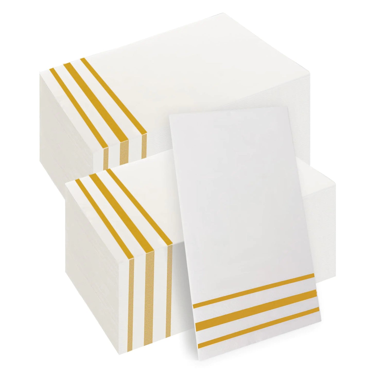 Serviettes en papier jetables élégantes blanches et dorées - 200 pièces
