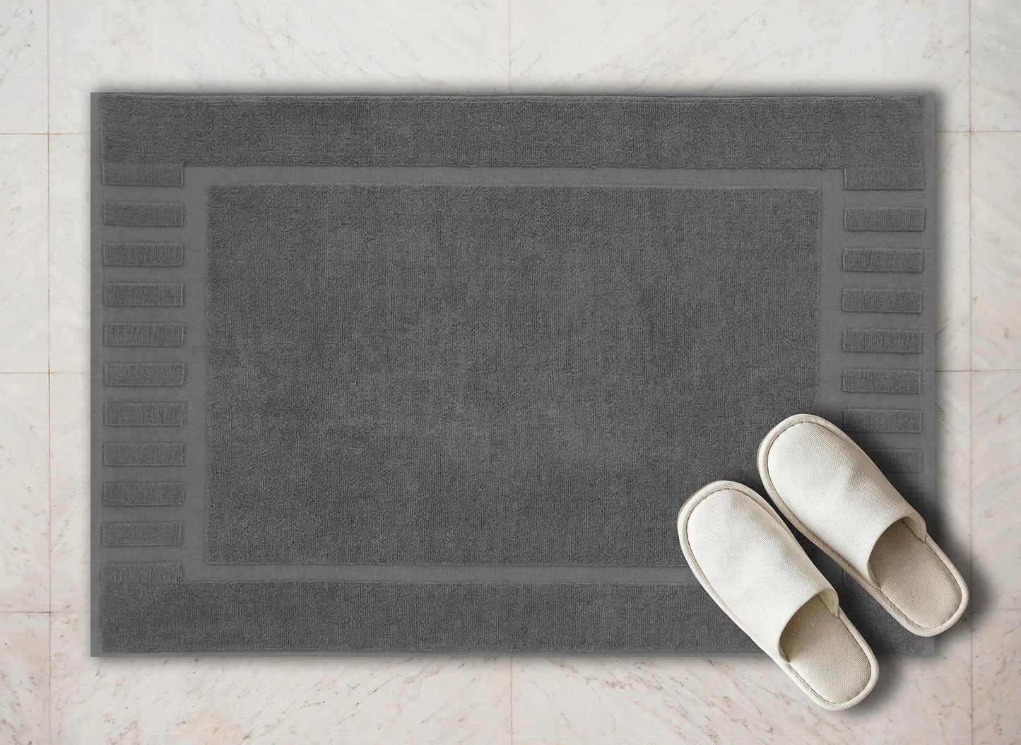 Juego de Alfombrillas de Baño de Lujo en Gris Oscuro - 2 Piezas, 22 x 34 in