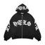 Zipper hoodie Gothic letter printed hoodie oversized hoodie - Korvel