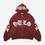 Zipper hoodie Gothic letter printed hoodie oversized hoodie - Korvel