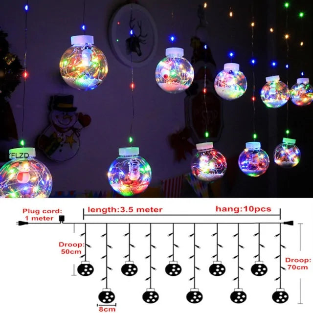 Santa Claus Curtain String Lights