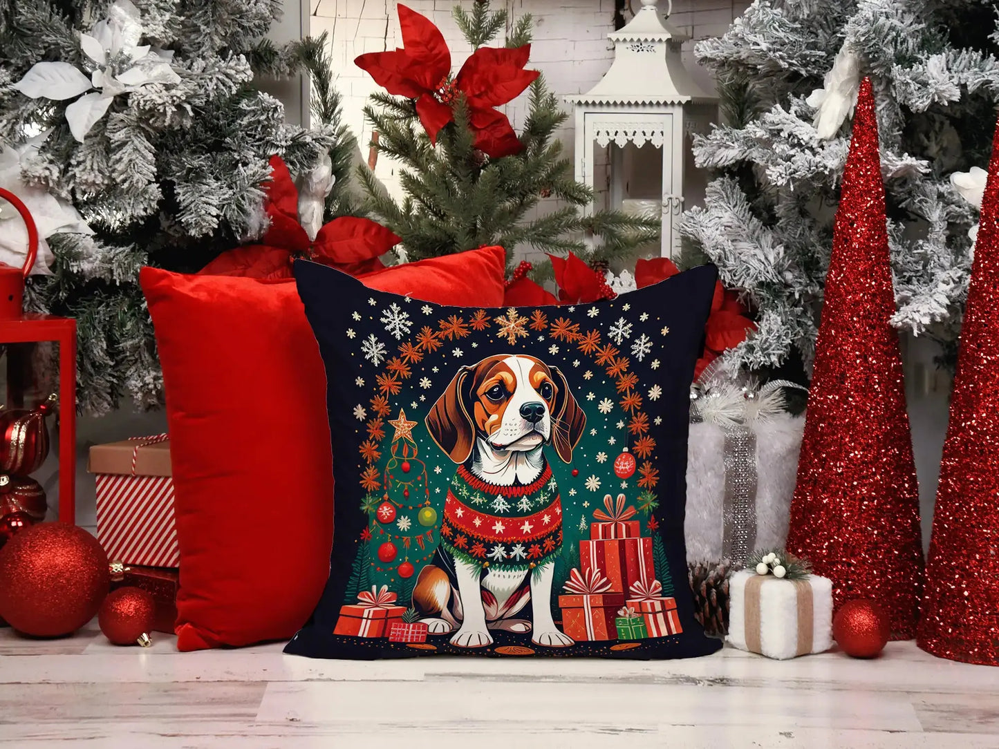 Coussin de Noël Beagle