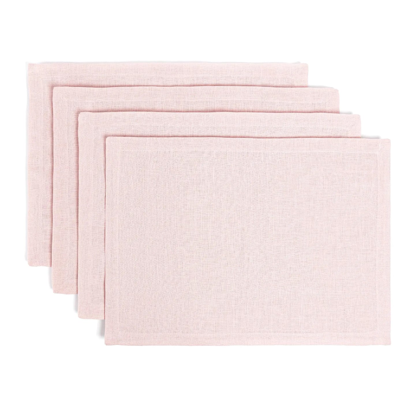over&back Set of 4 Washed 100%-Linen Placemats - Pink
