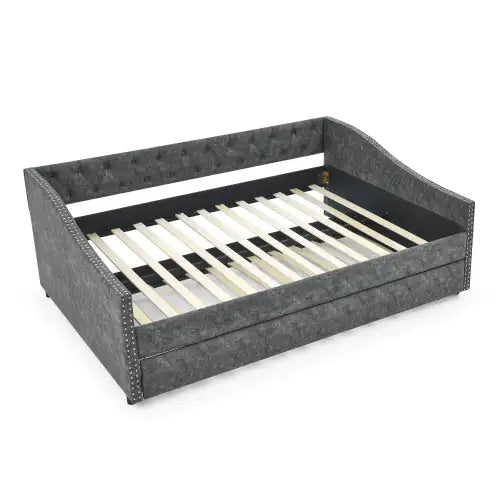 Elegant Full-Size Upholstered Sofa Bed on Wheels