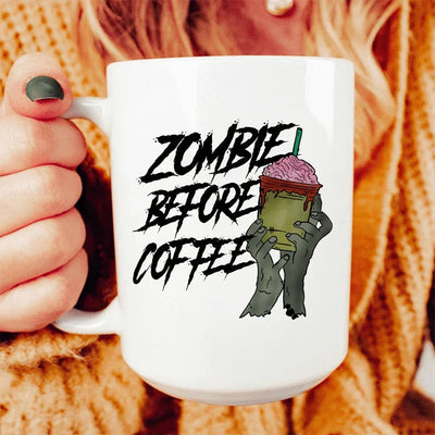 Zombie Before Coffee Ceramic Mug 15 oz - Korvel