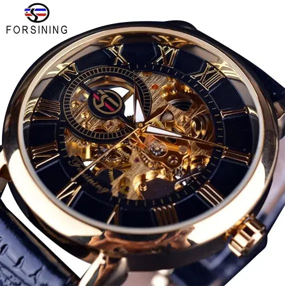 Men's Luxury Mechanical Watch with Leather Band