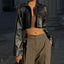 Faux Leather Cropped Jacket