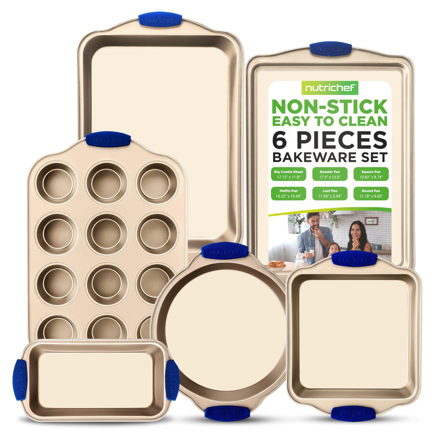 Set de Utensilios de Hornear Premium NutriChef - 6 Piezas de Moldes Antiadherentes